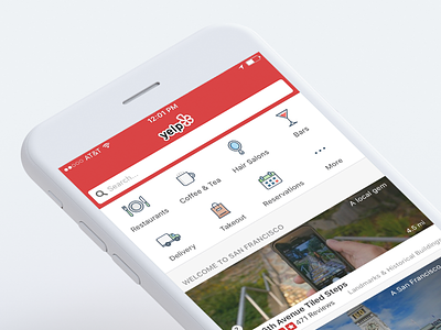 Yelp Nearby Page Navigation Redesign