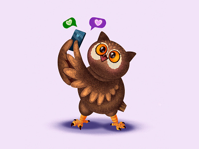 Like time! animals app bird character illustration like owl smartphone social network