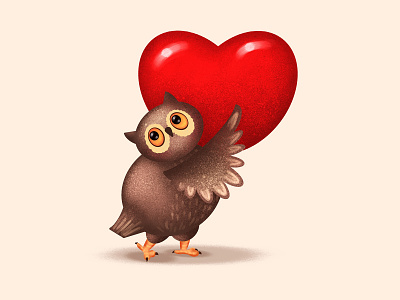 Be my valentine animals bird card character heart illustration love owl valentines day