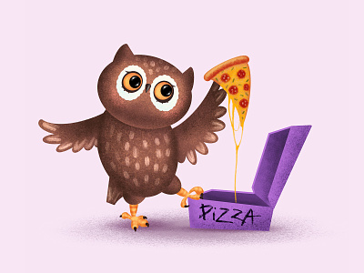 So tasty animals bird character delivery food illustration owl pizza