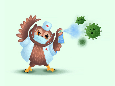 New heroes animals bird character covid doctor illustration medicine owl