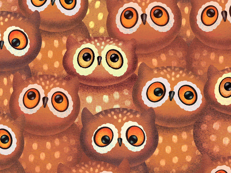 Owl hypnosis animals animation bird character gif hypnosis illustration owl pattern seamless