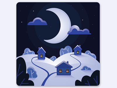 Let it snow! country design flat illustration landscape new year snow vector village winter