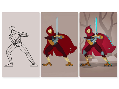 The process of creating a character for an RPG game animals bird character design game illustration knight middle ages owl process rpg stages vector