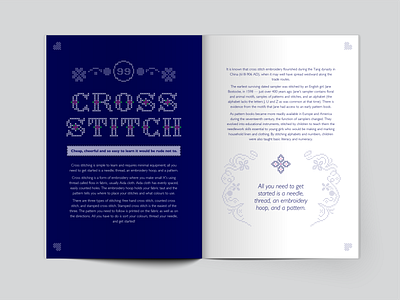 Practice brief: double page spread design for hobby book book brief briefbox challenge cross stitch design double page spread editorial hobby illustration pages practice spread