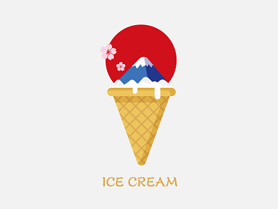 Icecream02 fuji icecream illustration japan mountain sakura