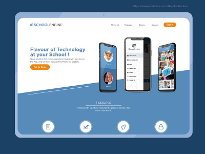 Landing page design for a School management App