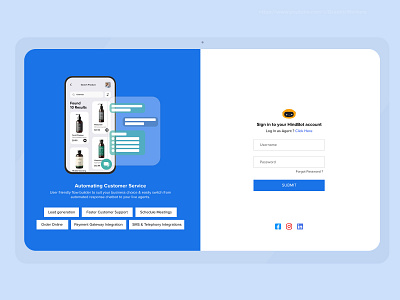 Login Page UI UX design for a ChatBot Platform