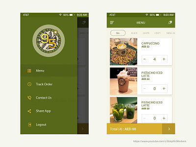 Cafe Beverage Ordering Mobile App UI UX Design