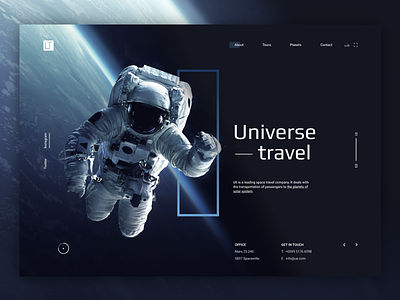Universe Travel astronaut grid interface landing page layout space travel ui website
