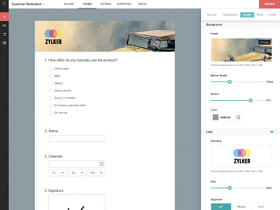 Themes editor form survey themes