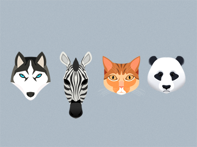 Animal Faces Project animal animal faces cat character design digital paint dog husky idea illustration istanbul mustafa kural panda vector art zebra