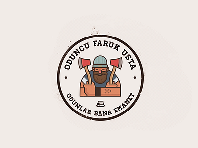 Oduncu Faruk badge character design flat illustration istanbul lumberjack mustafa kural
