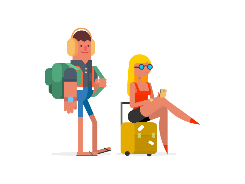 Whereisthebus animation busstop flat gif illustration roadtrip summer tourist vacation vector