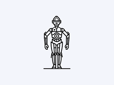 C-3PO c 3po character design film icon illustration line movie simple star wars