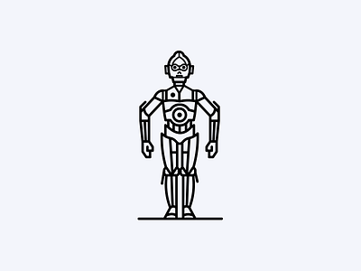 C-3PO c 3po character design film icon illustration line movie simple star wars