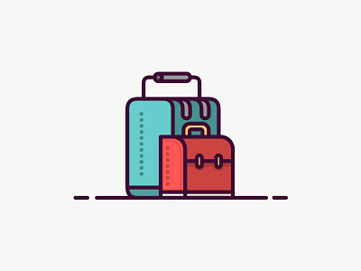 Suitcase Icon bag blue icon illustration line red simple