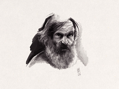 Oldman Portrait black drawing ink oldman sketch