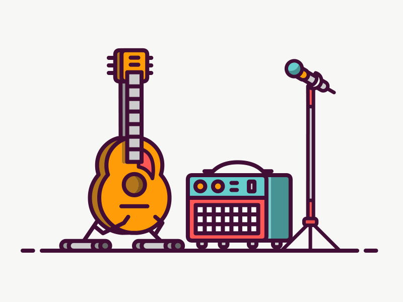 Music Equipment Icon icon microphonei line guitar amphi music