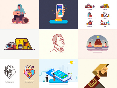 Best Nine 2016 dribbble illustration shot works