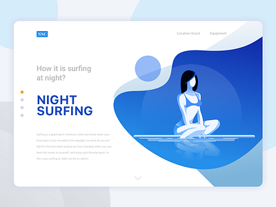 Night Surfing concept drawing flat illustration night surf web design web illustration