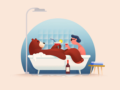 Intruder / 3 bathroom bear fear funny illustration intruder series