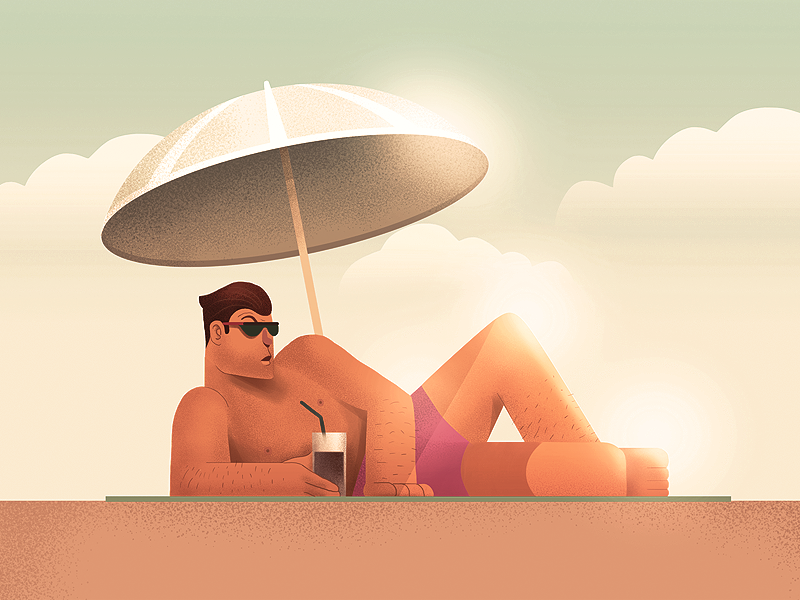 Beach drawing man style istanbul porject colour line icon illustration character design