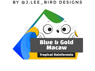 J.Lee's Circle-Squared Blue & Yellow Macaw Cartoon aviary bird blue cartoon circle digital fun geometric gold independent lover macaw minimalist mix parrot shape simple squared triangle yellow