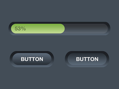 Simple Progress Bar & Buttons active app buttons dark deep download normal percent progress progress bar psd ui ux