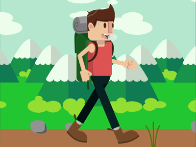 Walking Hard Day and Night to camping animation camping day happy holidays mountains night sweat walking