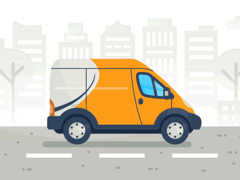 Fast Van In The City animation city e commerce explainer video flat jewel motion graphics van