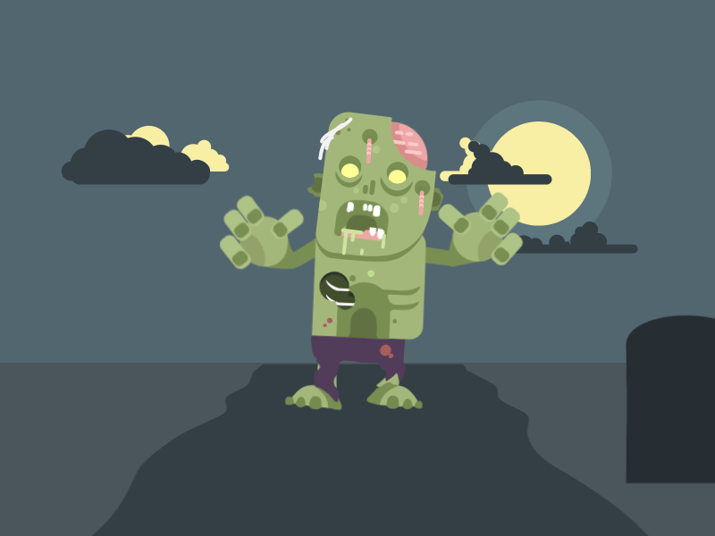 Zombie Walk - Marathon GIF 5/30 brain character animation flat graveyard moon mucus rotten walk zombie