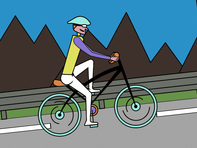 Biking on Mountain 2d after effects animation cartoon character clean flat gif illustration motion