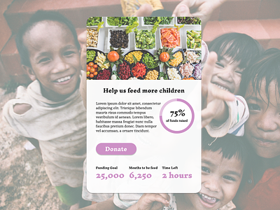 Crowdfunding Campaign (Daily UI) children crowdfund daily ui design food fund funding ui ui design ux web web design wireframe