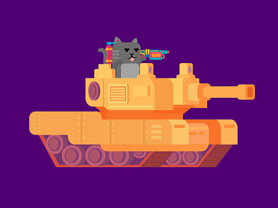Catty on Tank design game art game design icon illustration logo pixel art icon ui uidesign vector