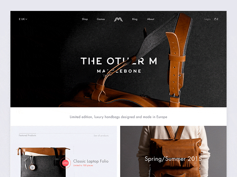 The Other M animated bag ecommerce gif grid leather minimal shop