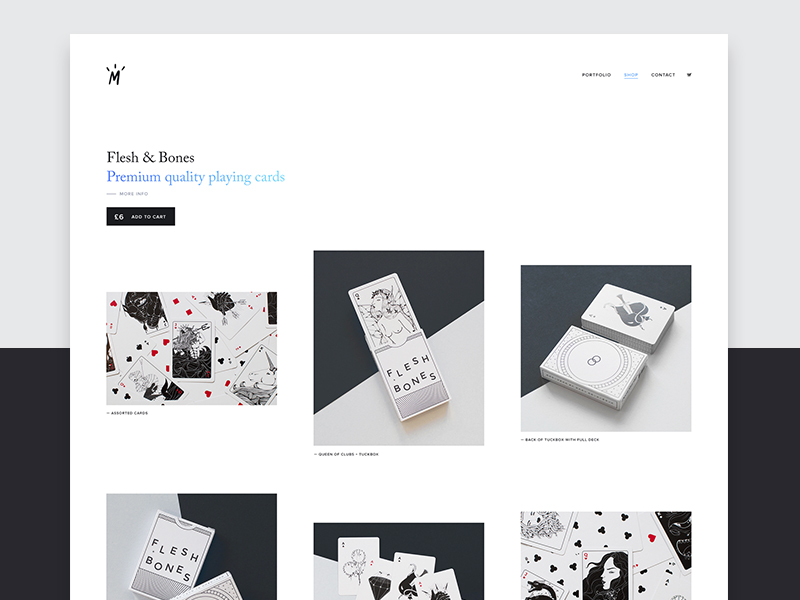 Shop – product page blue cart ecommerce gradient layout minimal photography playing cards price product shop shopify