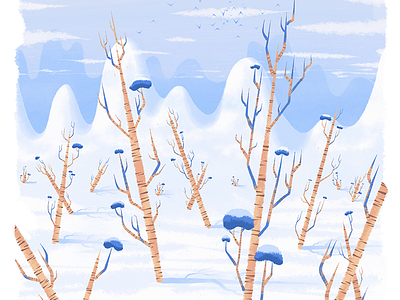 Melt Away art background drawing illustration landscape mountain nature painting samurai jack snow texture winter