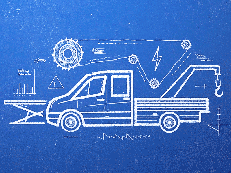 VW Crafter Blueprint 2d animation blueprint branding car hand made icon illustration maintenance service volkswagen vw