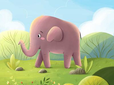 The Little Elephant | Children's book illustration 2d animation book character design designs elephant illustration kids nature nature art plants vector zoo