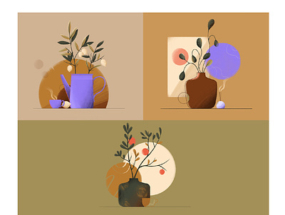 Still Life Collage 2d animation cup design flat illustration lime nature plants sale tea vector
