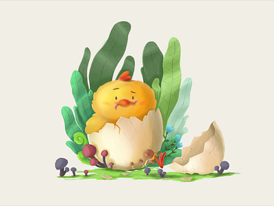 Easter chick 2d animation branding character easter egg illustration plants ui