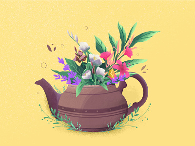 Flowers 2d animation design flower illustration nature plants teapot vector