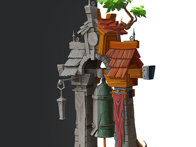Bell tower 3D painting 2d 3d design game painting texturing