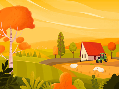 Autumn in the Farm autumn autumnvibes background branding colors design farm farmlife illustration vector