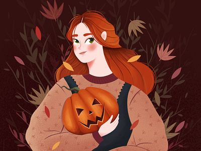 Halloween Vibes autumn branding character design girl halloween halloweenmood holiday illustration pumpkin vector
