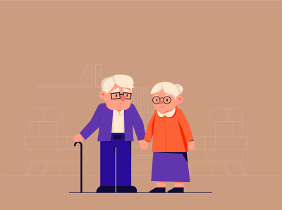 Old mans 2d animation animations character design duik grandfather grandmother illustration man mans motion old rig vector women