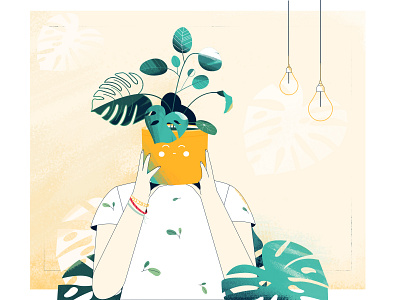 Hide & Seek 2d animation character design flat girl illustration lamp plants sale smile texture vector