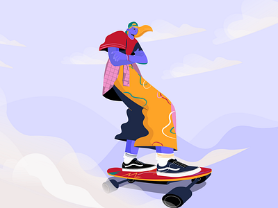 SKATER GIRL 2d animation city cloud color design flat girl illustration sale scateboard skater vector video yellow