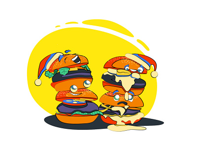 Happy burger 2d animation burger character flat illustration
